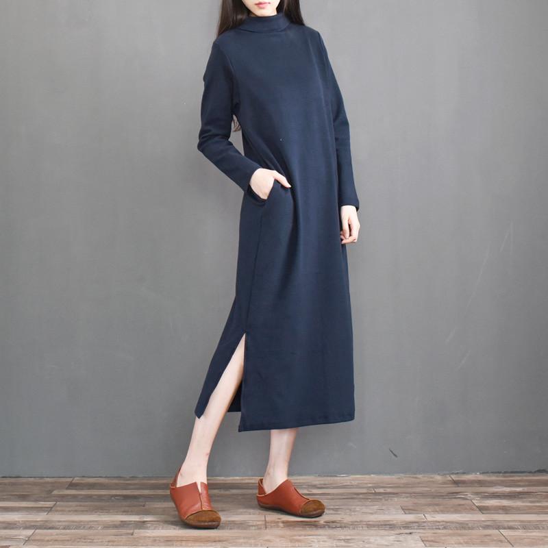 Изображение товара: 2022 модное женское осеннее платье с длинным рукавом, зимняя водолазка, вязаные хлопковые утепленные бархатные платья