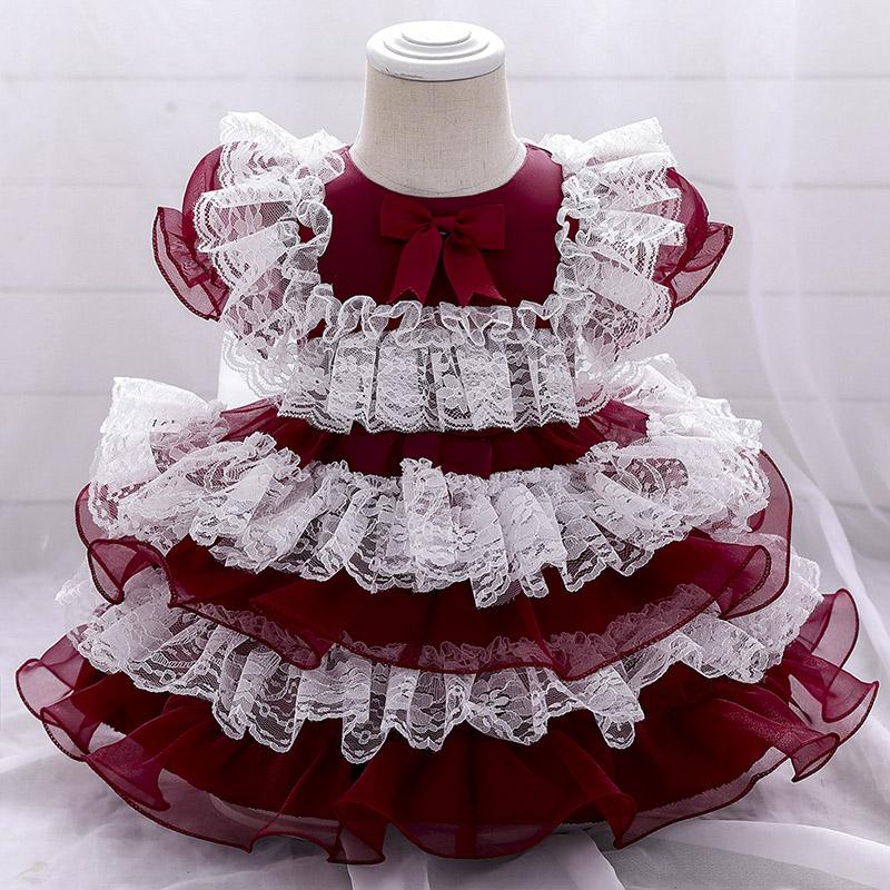 Изображение товара: Крестильное платье для маленьких девочек; Детская одежда принцессы для маленьких девочек; Вечерние платья на свадьбу для детей 1 года; Платье для дня рождения