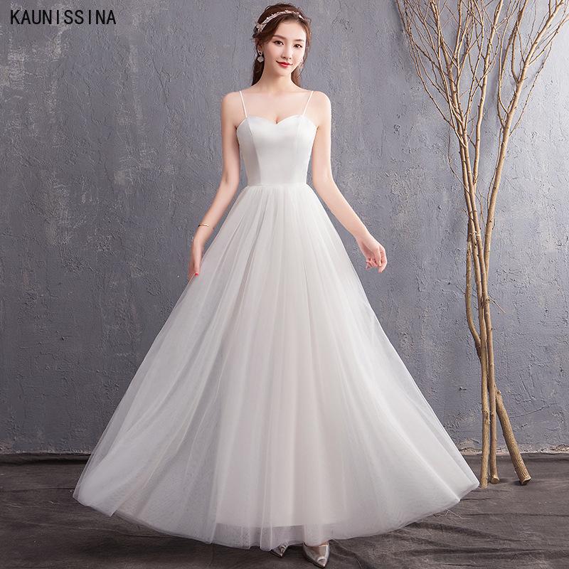 Изображение товара: Simple Wedding Dress White Ankle-Length Sweetheart A-Line Bridal Gown Sleeveless Back Lacing Tulle Wedding Party Bride Dresses