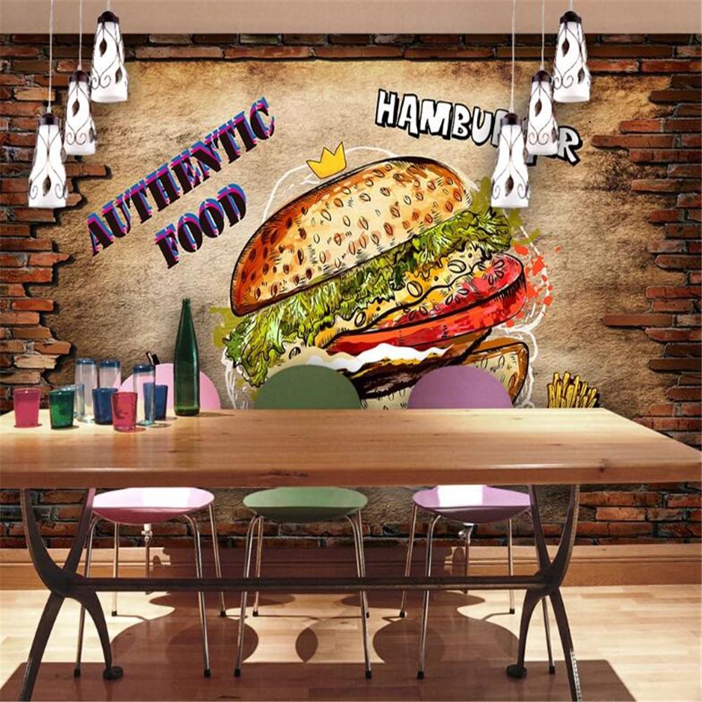Изображение товара: Milofi профессиональные пользовательские 3D обои росписи фаст-фуд Ресторан бургер еда рабочие фоновые стены