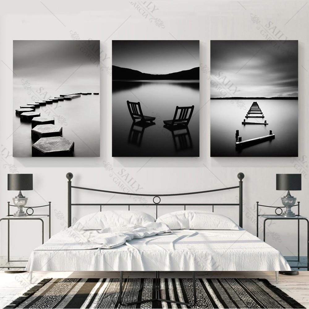 Изображение товара: Современные черно-белые пейзажные картины на холсте каменный деревянный мост настенные плакаты картины с художественной печатью для гостиной домашний декор