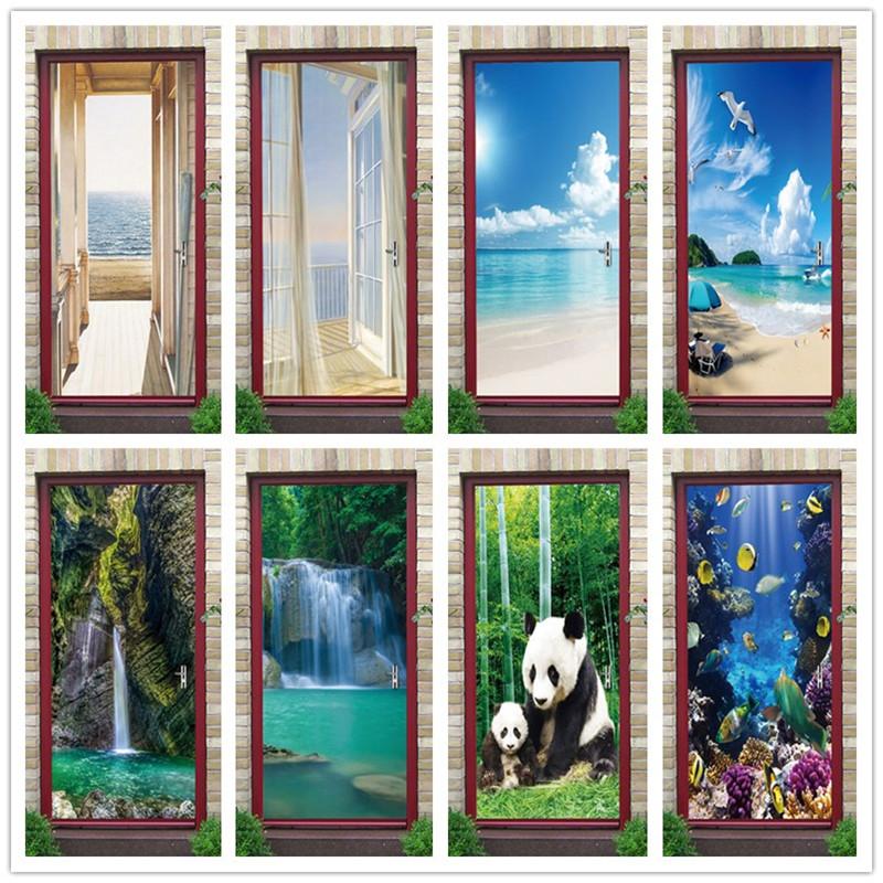 Изображение товара: Современный новый дизайн, наклейка на дверь, Летний морской пейзаж, гостиная, кухня, наклейка на дверь, тематический постер