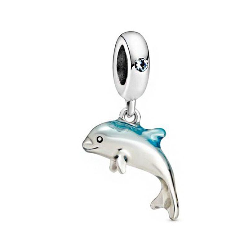 Изображение товара: Лето 2020, ювелирное изделие из стерлингового серебра 925 пробы с бусинами дельфина, Подвески, подходят к оригинальным браслетам для женщин, сделай сам, модный подарок