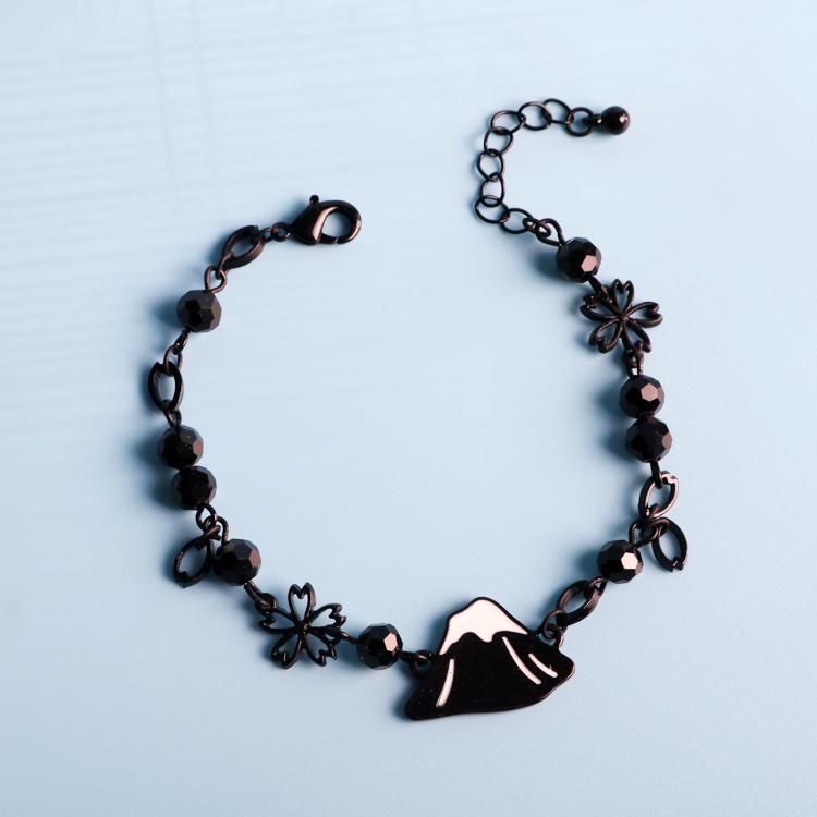 Изображение товара: Креативные браслеты с подвесками в стиле панк, гора, цветок, черные бусины, браслеты ручной работы, ювелирные изделия с подвесками силиконовые браслеты
