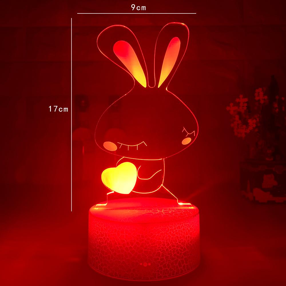 Изображение товара: Новейшие Детские ночники 3D, светодиодный ночник, креативный Настольный прикроватный светильник, романтический светильник в виде сердца, кролика, Детский Светильник для девочек, украшение для дома, подарок