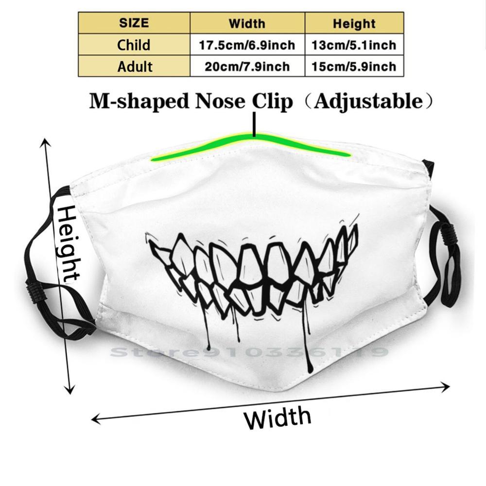 Изображение товара: Капающая черная улыбающаяся маска с принтом рта многоразовая маска Pm2.5 фильтр маска для лица дети зубы череп ужас жуткие зубы Goth Drip