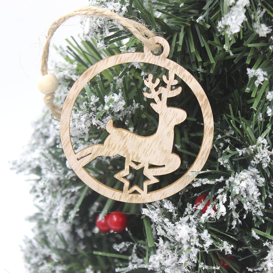 Изображение товара: Рождественский лось, снеговик, подарок, Деревянные Подвески, Рождественская елка, подвесные украшения, украшения для дома, детские игрушки, подарок, рождественский и новогодний декор
