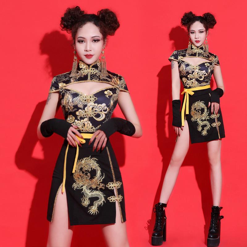 Изображение товара: Сценический костюм для женщин, танцор в китайском стиле джаза для девочек, одежда для групповых выступлений, праздничный наряд, одежда для ночного клуба, одежда для диджея
