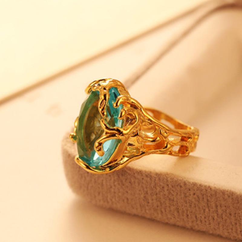 Изображение товара: Женское большое кольцо Milangirl с голубым камнем, роскошное свадебное кольцо в стиле ретро с кубическим цирконием, женское модное обручальное кольцо, ювелирные изделия