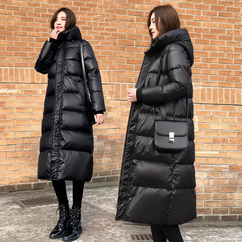 Изображение товара: 2020 женские пальто, пуховик, зимние парки, верхняя одежда высокого качества, женское плотное теплое пуховое пальто, одежда средней длины в Корейском стиле