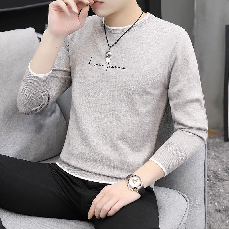 Изображение товара: Осенне-зимний мужской плотный свитер, хлопковая трикотажная одежда в Корейском стиле, модный теплый свитер, красивая Мужская нижняя рубашка