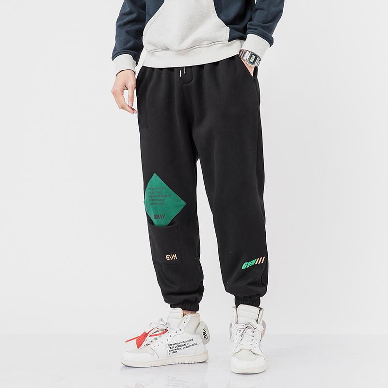 Изображение товара: Брюки мужские спортивные контрастных цветов, модная уличная одежда в японском стиле, свободные штаны для фитнеса, большие повседневные джоггеры