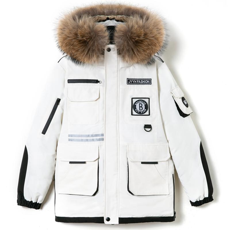 Изображение товара: Женское зимнее хлопковое пальто средней длины, толстое пальто с капюшоном и меховым воротником, Свободное пальто с большими карманами на молнии для пар, 2020