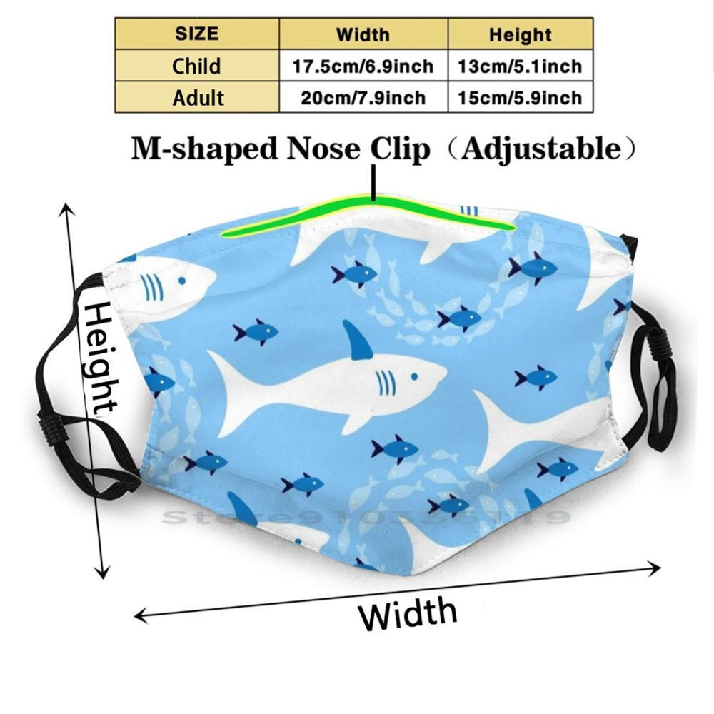 Изображение товара: Пылезащитный фильтр смываемая маска для лица для детей, с изображением большой белой акулы, синей рыбы, океана