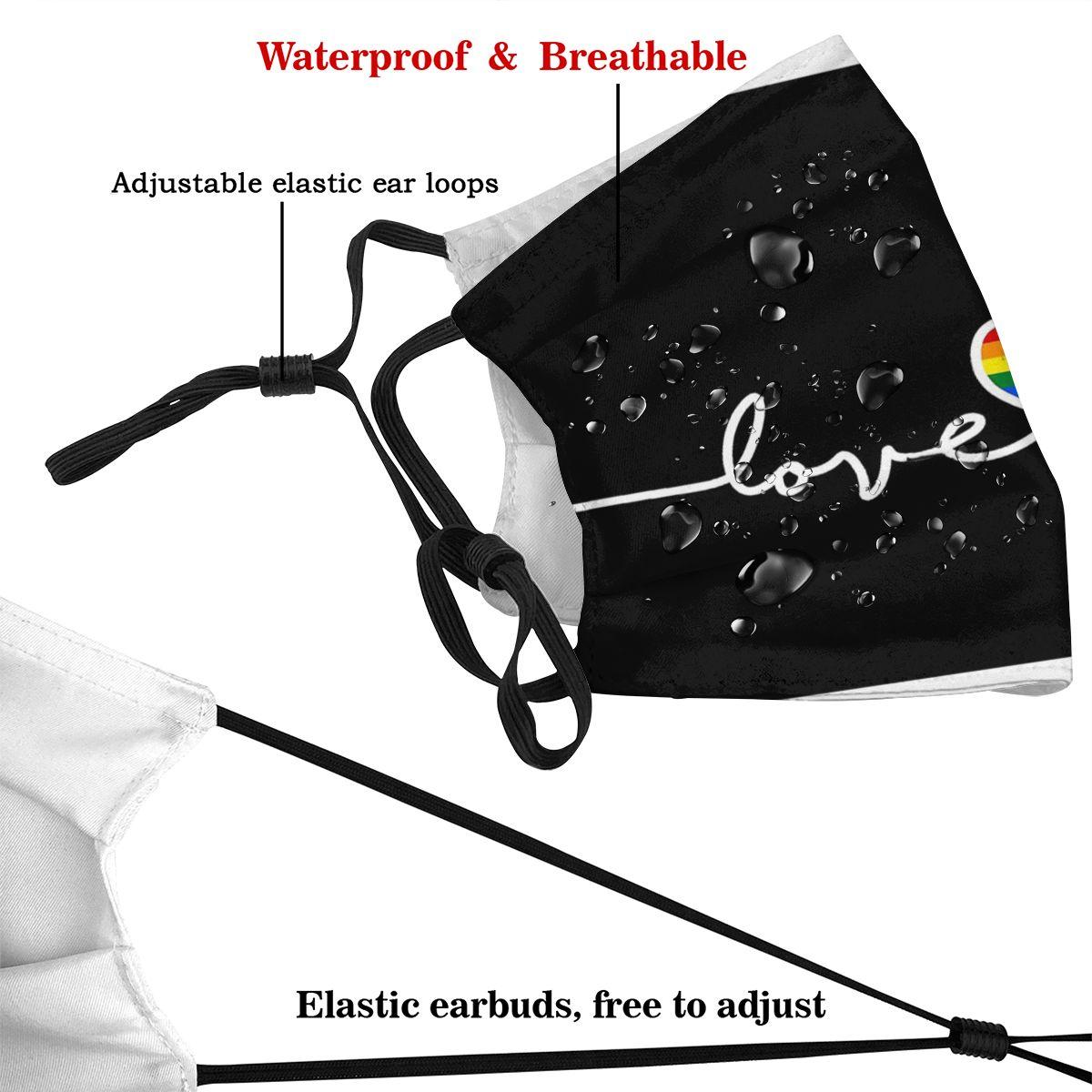 Изображение товара: ЛГБТ маска для лица с принтом любящего сердца, не одноразовая, с фильтрами, ветрозащитная, с защитой от холода, защитный респиратор для взрослых