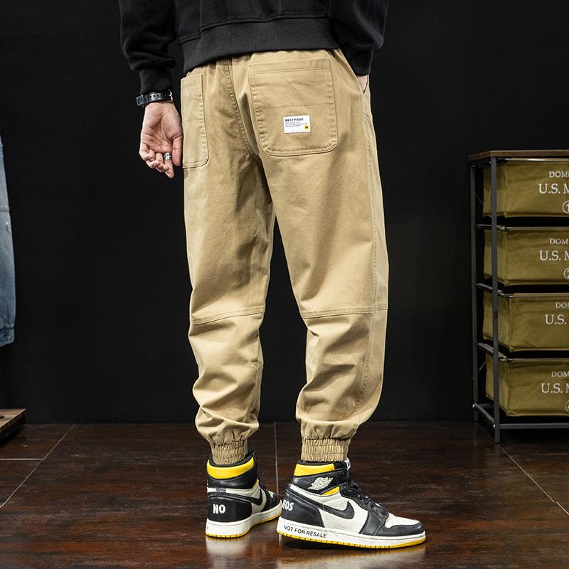 Изображение товара: Мужские брюки в стиле сафари Jantour, повседневные свободные штаны в полную длину, с буквенным принтом, большие размеры, M-4XL