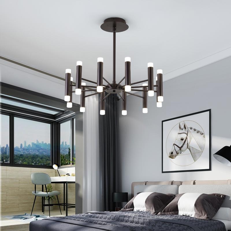 Изображение товара: Современная дизайнерская Потолочная люстра черного и коричневого цвета, светодиодная лампа в стиле арт-деко для кухни, гостиной, лофта, спальни