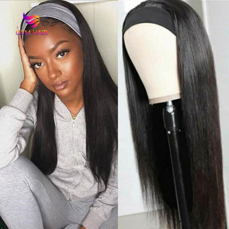 Изображение товара: Straight Headband Wig Human Hair Brazilian Remy Machine Made Human Hair Wigs Glueless Natural Color Hair Wig With Headband