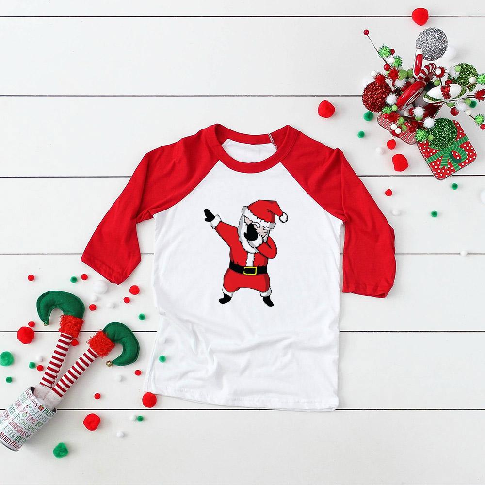 Изображение товара: Детские футболки для мальчиков и девочек, Рождественская футболка с Санта-Клаусом, детская одежда, топы, футболки, бейсбольные футболки