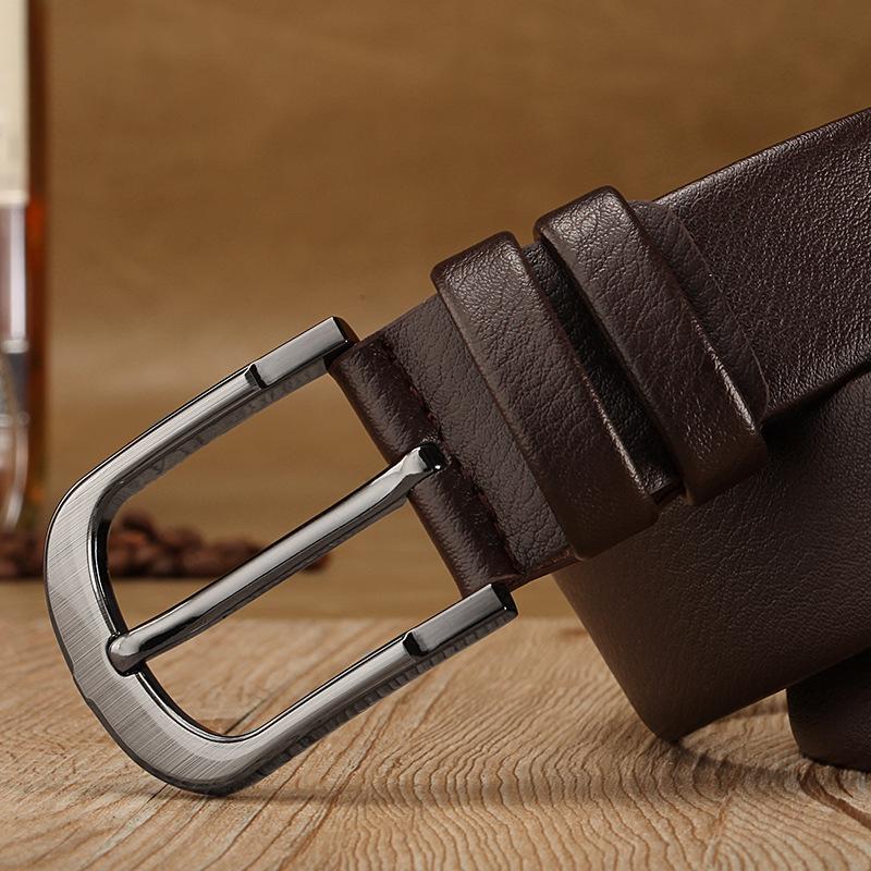 Изображение товара: Ремень мужской кожаный, роскошный брендовый дизайнерский черный деловой пояс с пряжкой с язычком для брюк