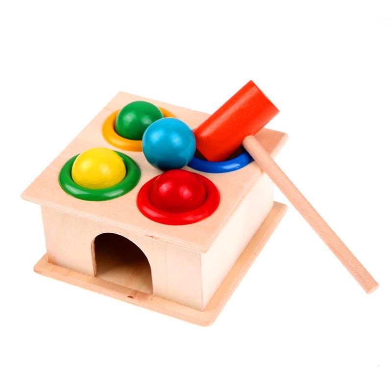 Изображение товара: 1 Набор деревянный шаровой ящик с молотком детский веселый играющий хомяк игра игрушка Обучающие Игрушки для раннего развития