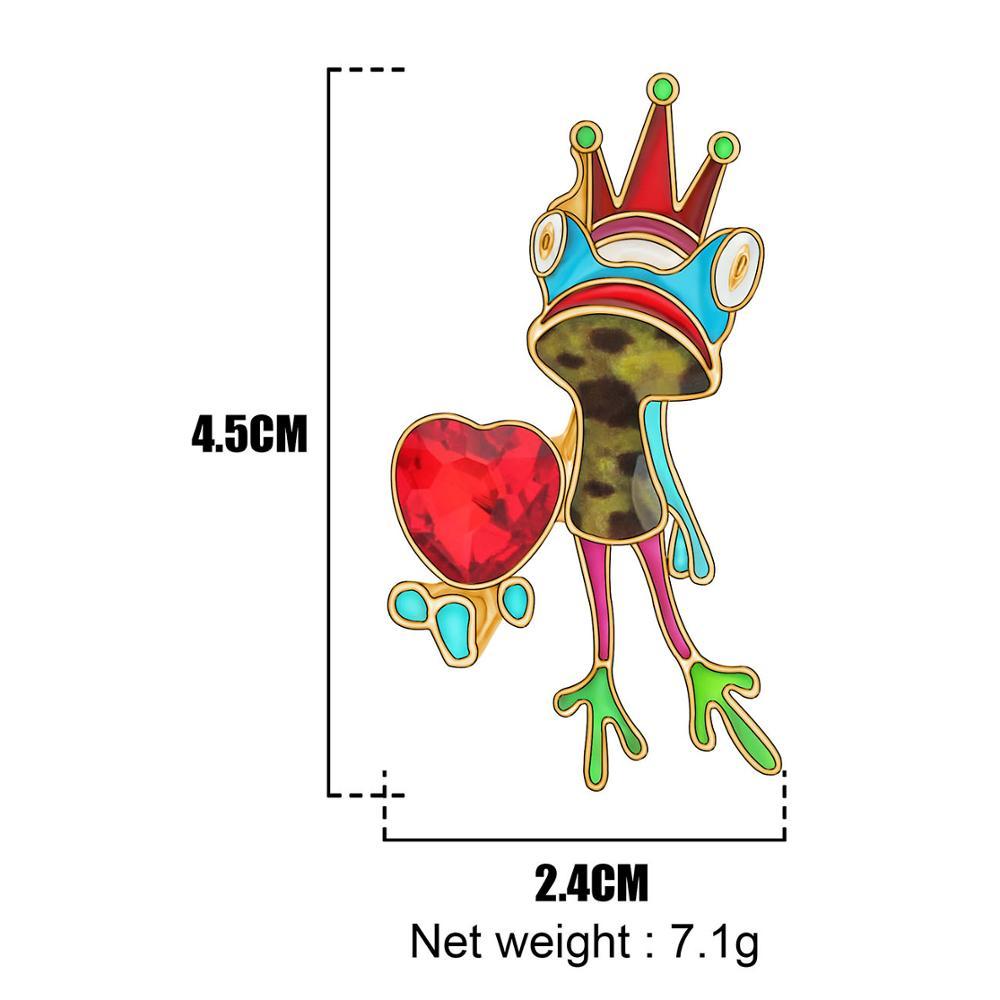 Изображение товара: ARWA эмалированный сплав Стразы Сердце Корона броши лягушка Милая одежда животные ювелирные изделия для женщин милый забавный свадебный подарок аксессуар