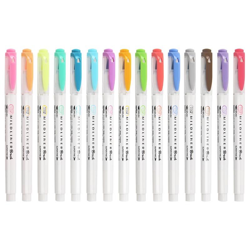 Изображение товара: Зебра 25 цветов Двусторонняя хайлайтер ручки Mildliner плюс новые 15 цветов Mildliner кисти набор значений