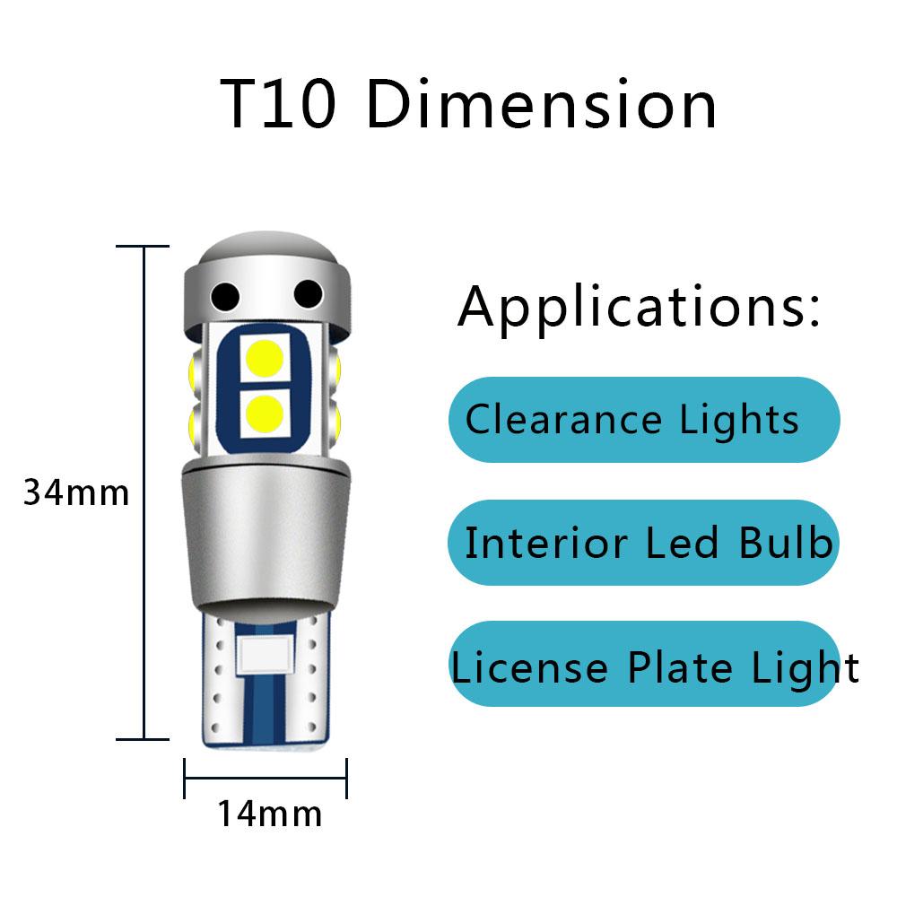 Изображение товара: Светодиодная автомобильная лампа T10 W5W, супер-яркая лампа 3030 для габаритных огней и салона, 168, 194, лампа с клиновидным цоколем, 2 шт.