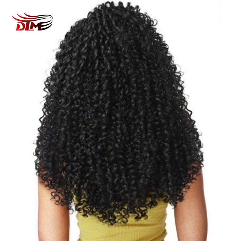 Изображение товара: DLME афро черный кудрявый синтетический парик, бесклеевые парики на сетке спереди, парики для чернокожих женщин