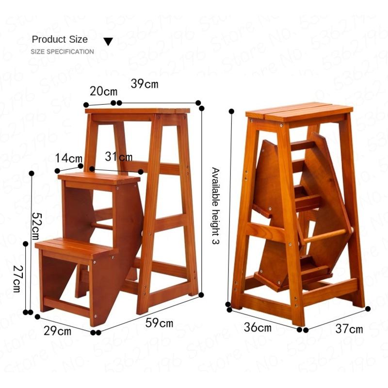 Изображение товара: Бытовая Лестница-стремянка бамбукового дерева стул-лестница мульти-функциональный Крытый утолщение складной двойного назначения трехступенчатая Лестница Стул C