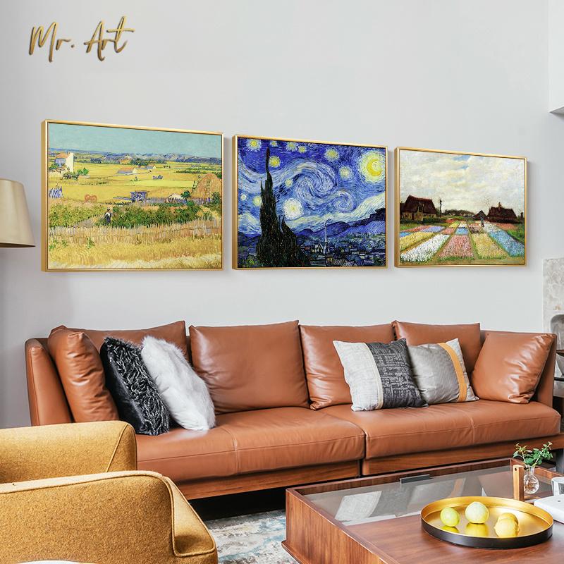 Изображение товара: Картина на холсте Ван Гога с изображением известных цветов сбора, плакат звездной ночи, настенные картины для гостиной, столовой, домашний декор