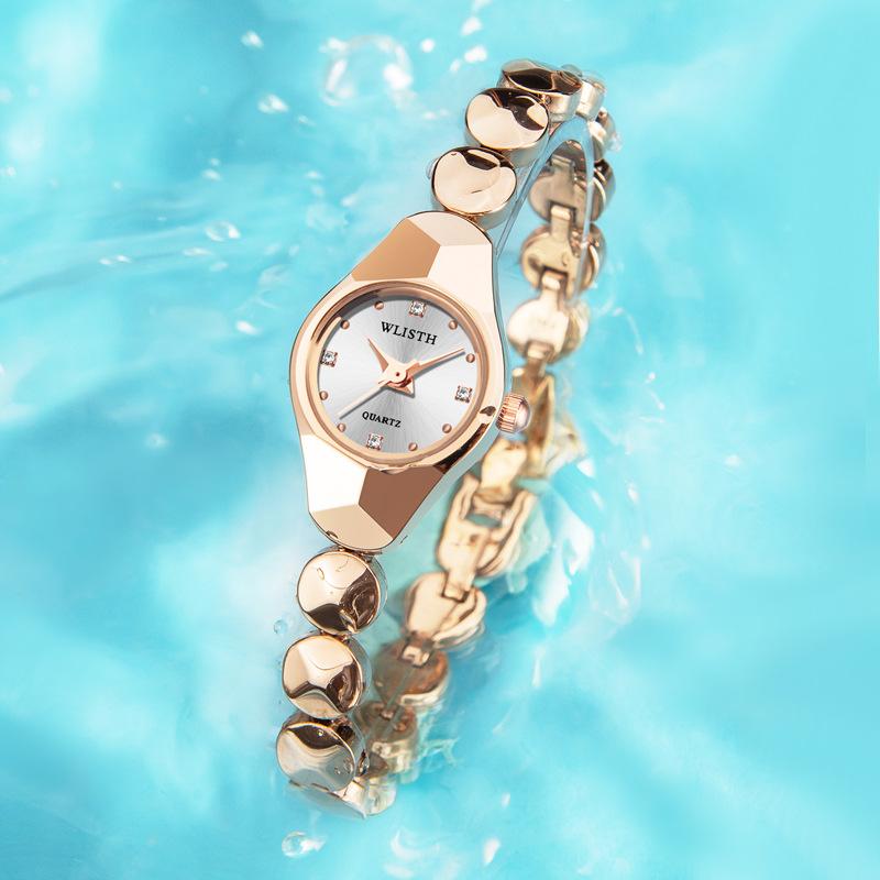 Изображение товара: OMHXZJ W164 простой стиль ins темпераментная корейская мода личность 30 м жизнь водонепроницаемый бриллиантовый браслет с зеркалом женские часы