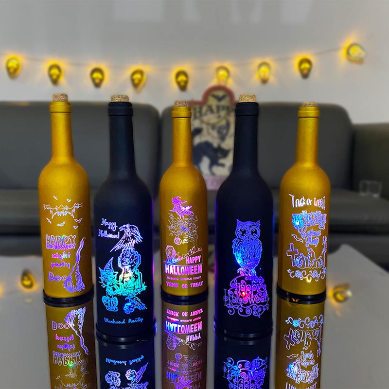 Изображение товара: Цвет ed светильники в форме винных бутылок с пробкой, цвет меняет цвет, ужас, креативные подарки для Хэллоуина, вечеринки, вина, ликера, бутылки, украшение бара