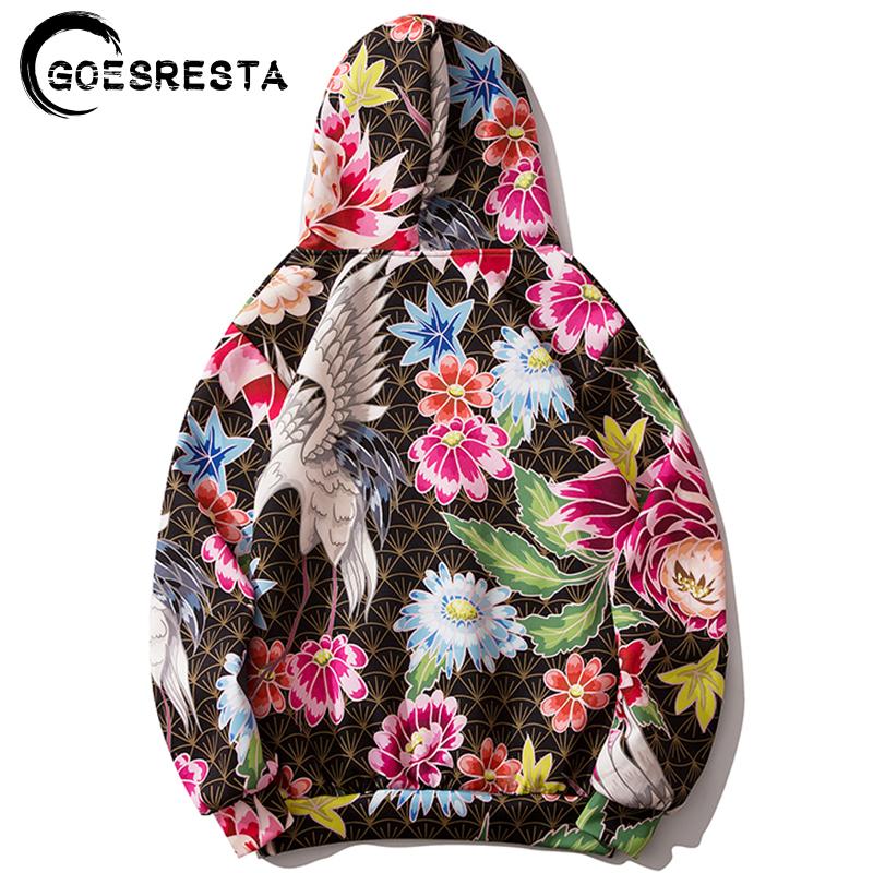 Изображение товара: Мужская толстовка с капюшоном Goesresta, Повседневный пуловер большого размера в стиле хип-хоп, с цветочным принтом, уличная одежда, осень 2020
