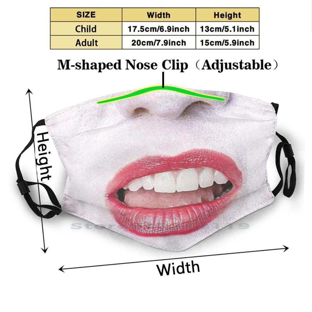 Изображение товара: Рот с красной помадой рот многоразовая маска для лица с фильтрами детский рот Красная губная помада белый нос лицо зубы язык