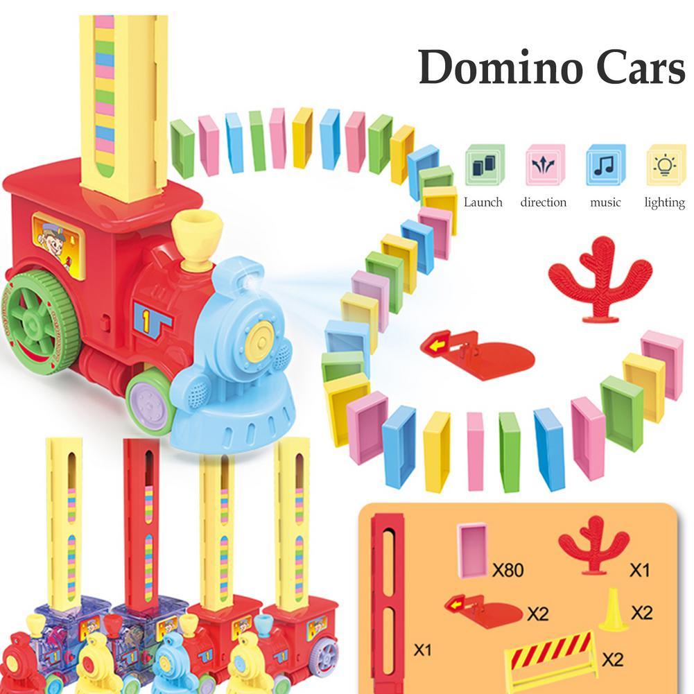 Изображение товара: Набор игрушечных машинок домино, модель ЭЛЕКТРИЧЕСКИХ МАШИНОК с красочными блоками домино, автомобиль, грузовик и друзья, игрушки для мальчиков