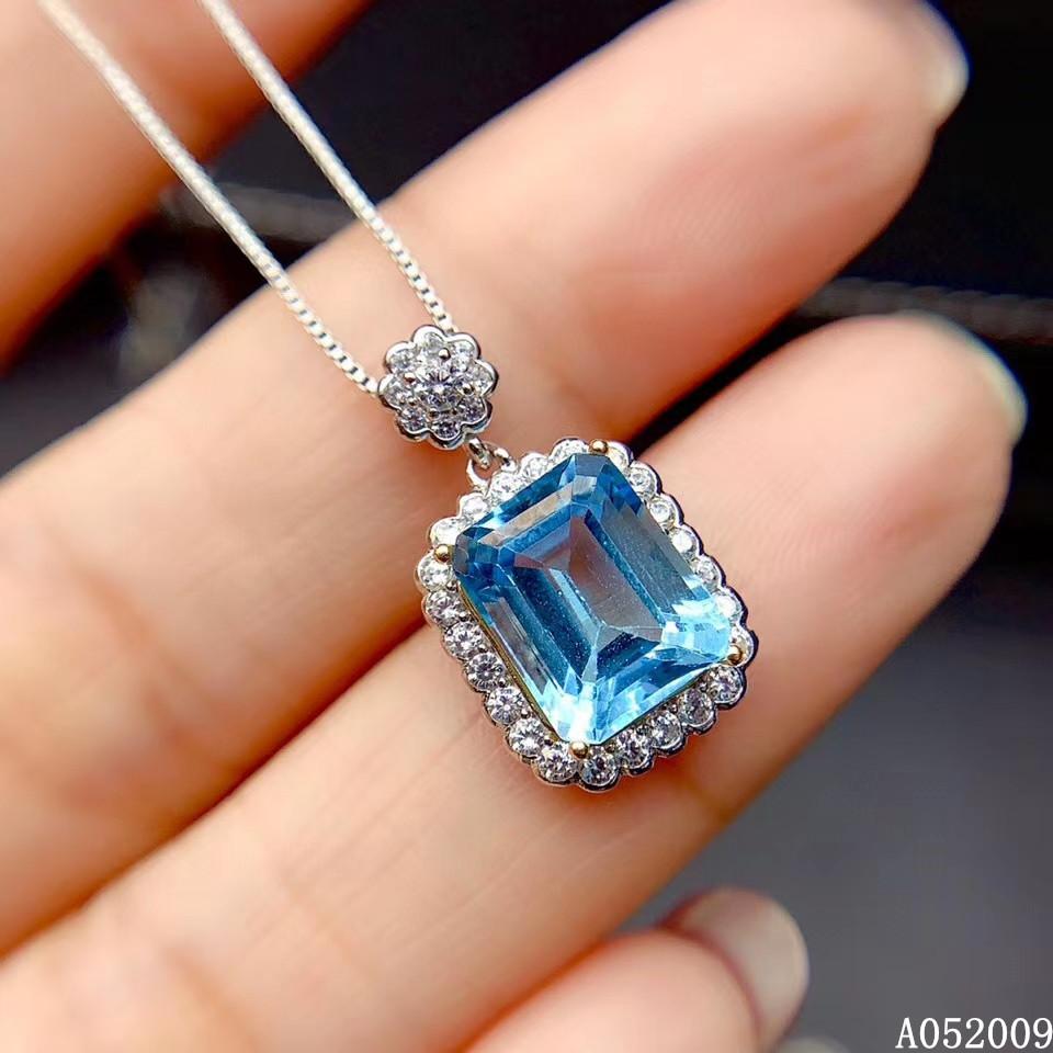 Изображение товара: KJJEAXCMY изящное ювелирное изделие из стерлингового серебра 925 пробы, инкрустированное натуральным синим топазом, винтажное ожерелье для девочки, новое ожерелье, поддержка теста