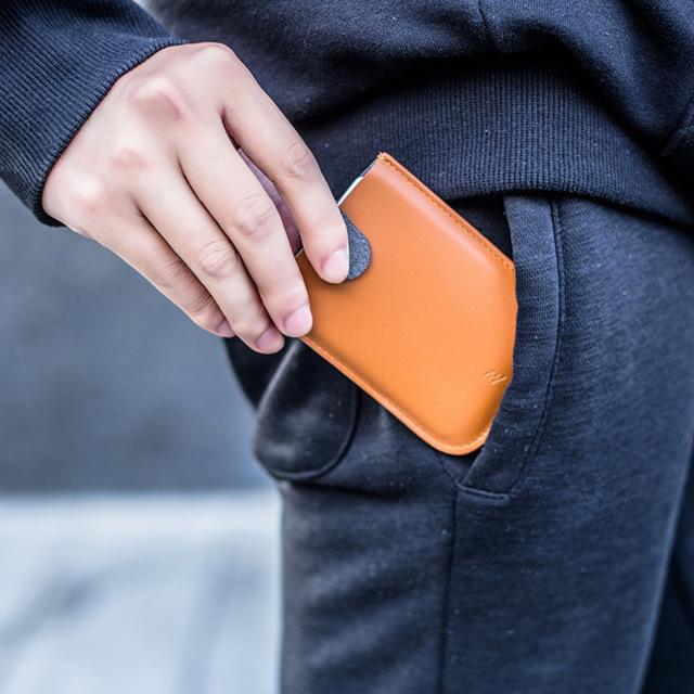 Изображение товара: Xiaomi DAX кожаный мини тонкий портативный держатель для карт потянутый дизайн мужской деловой кошелек для карт выдвижной кошелек для денег короткий женский кошелек