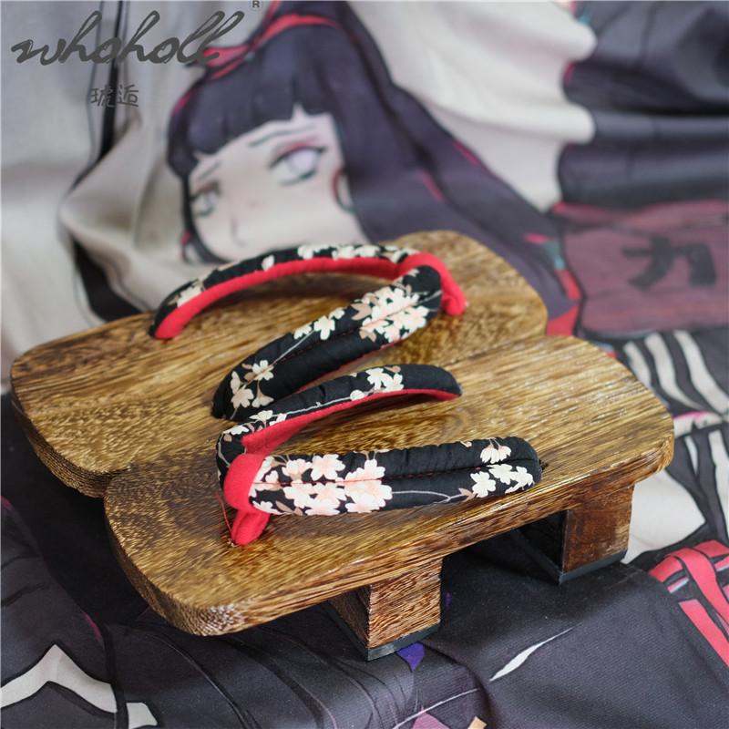 Изображение товара: Летние женские тапки оптом, японские деревянные Шлепанцы из гетры, Обувь для косплея, сандалии с анимацией Rem Samurai, Тапочки