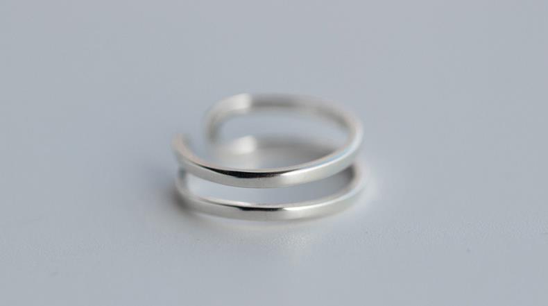 Изображение товара: Женское кольцо с двойным кольцом, регулируемое кольцо из стерлингового серебра 925 пробы, ювелирное изделие