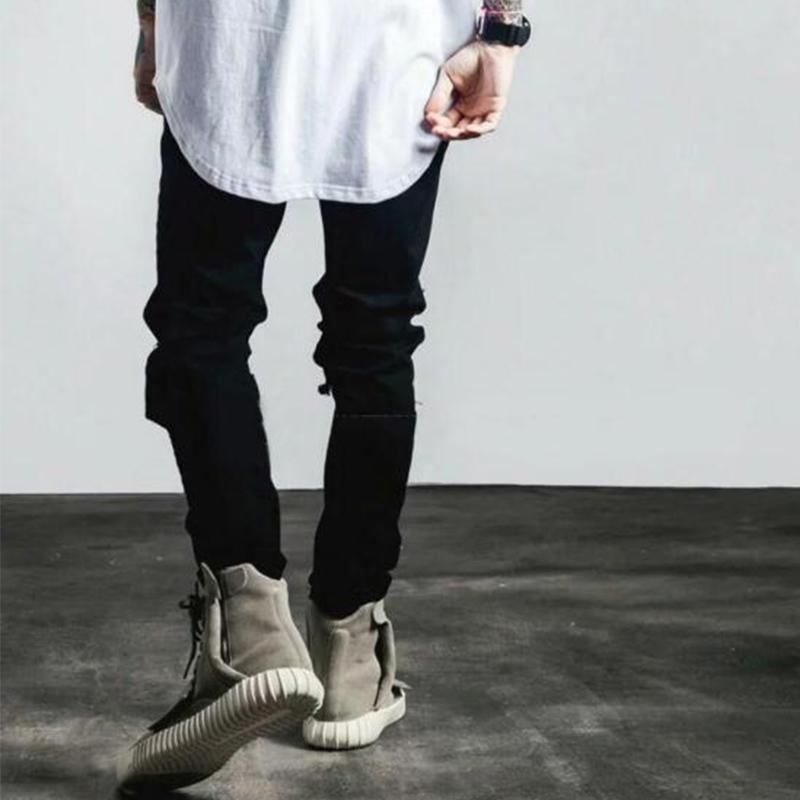 Изображение товара: Джинсы-Карандаш мужские стрейчевые, дышащие зауженные штаны с дырками, большие размеры, Осень-зима