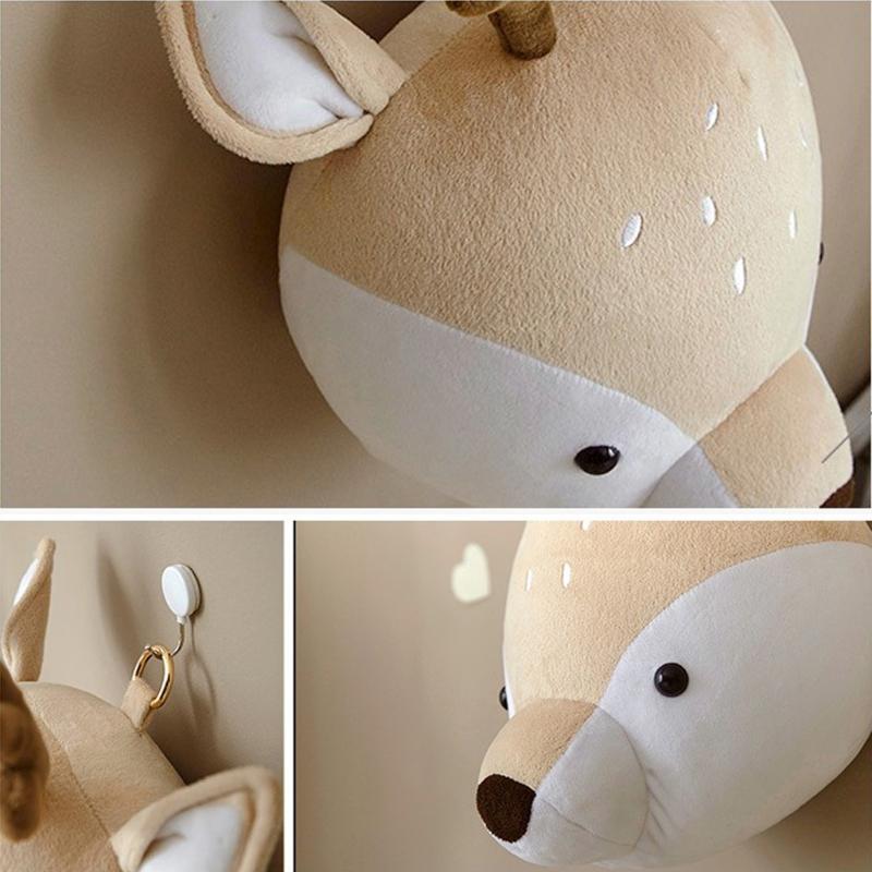 Изображение товара: Настенная 3d-подвесная игрушка в виде головы животных, мягкая мультяшная кулон для детской комнаты, декор для детской комнаты, украшение детской комнаты