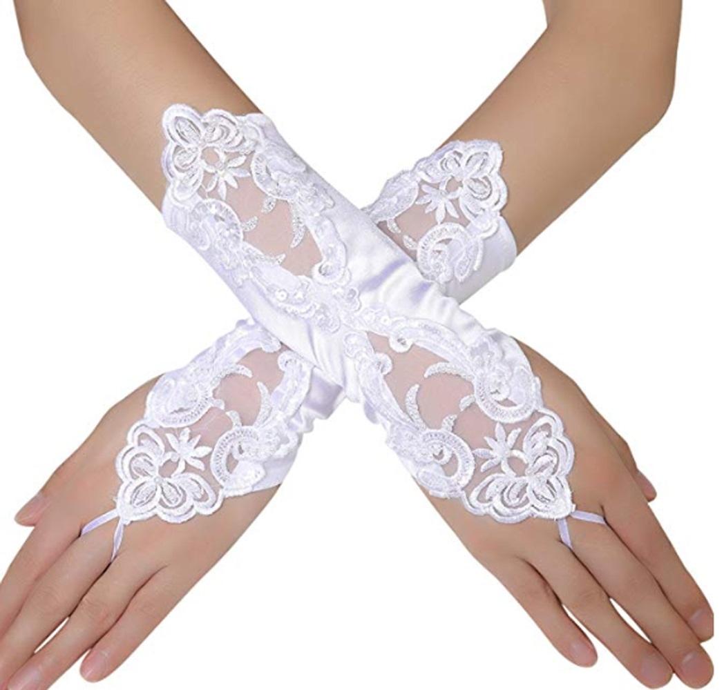 Изображение товара: 1 пара, женские кружевные перчатки без пальцев