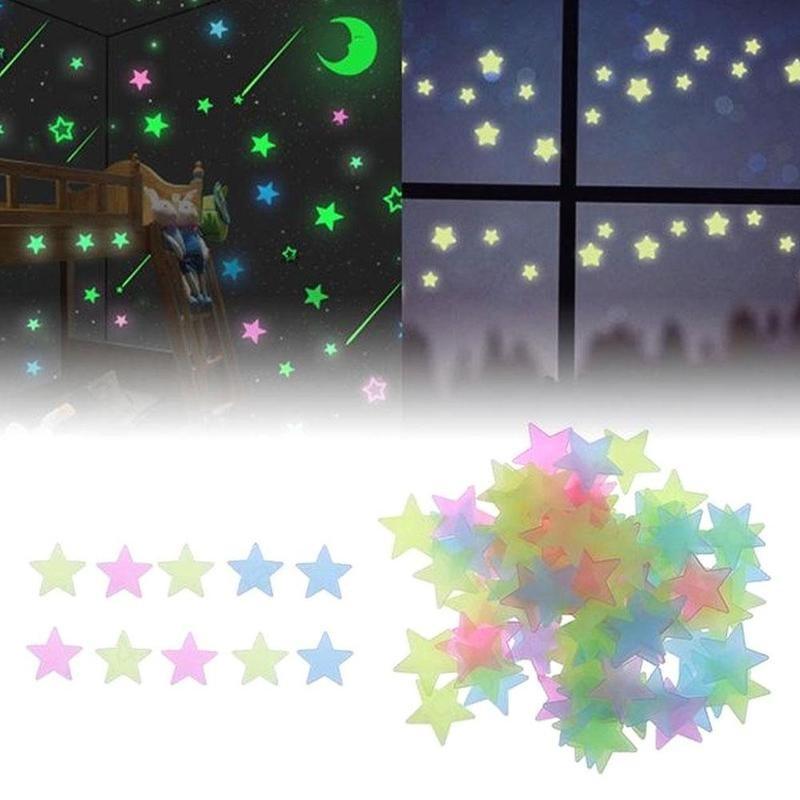 Изображение товара: 100 шт., светящиеся звезды, дневные звезды, светящиеся в темноте, украшение для детской комнаты, флуоресцентные светящиеся звезды