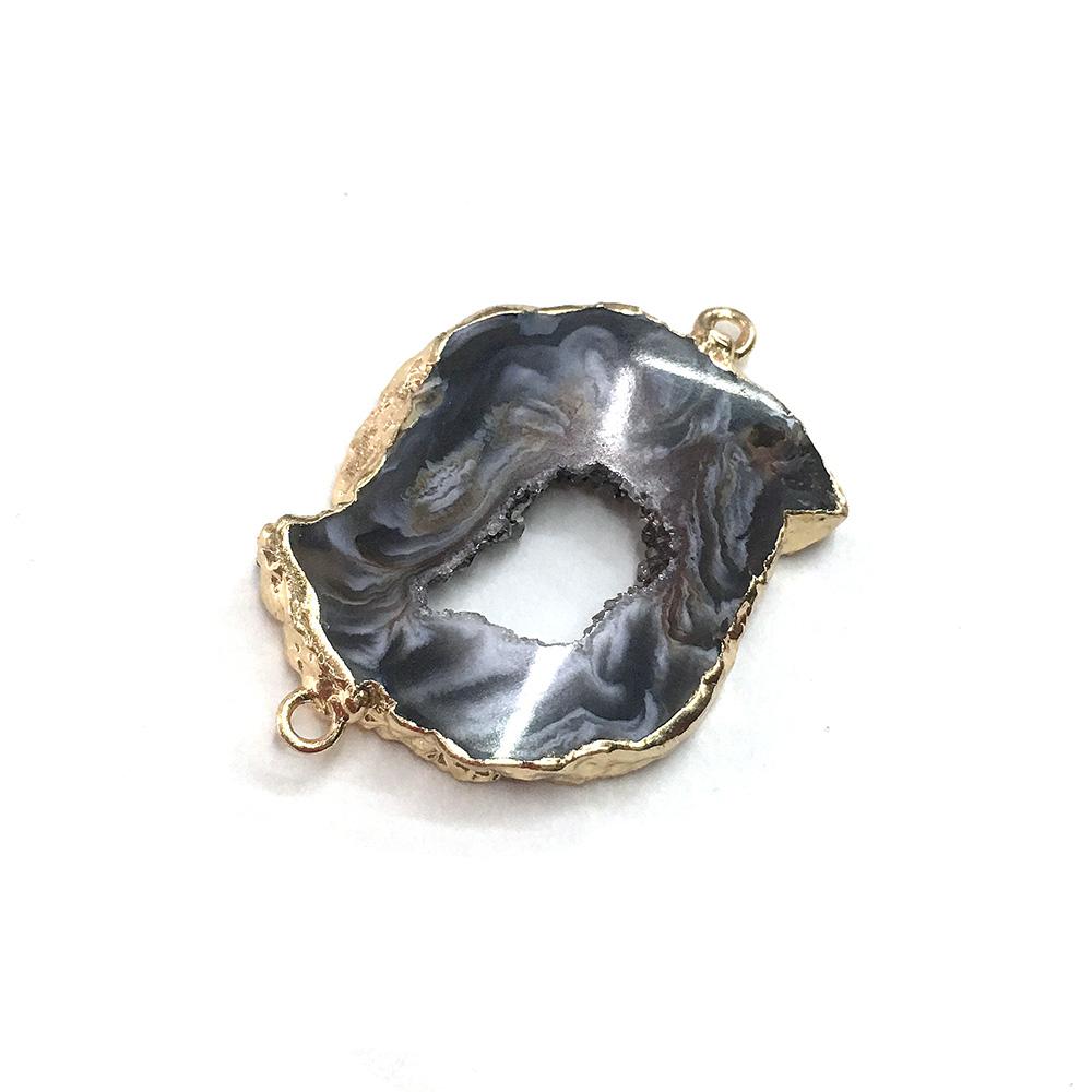 Изображение товара: Натуральный камень кулон неправильной формы агата двойное отверстие разъемы для женщин ювелирных изделий DIY браслет ожерелье