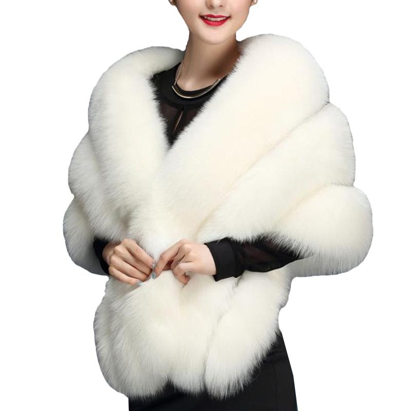 Изображение товара: Осенне-зимняя женская куртка, новая шаль из искусственного лисьего меха, свадебные платья, накидка, чонсам, плотная меховая накидка, пальто для женщин