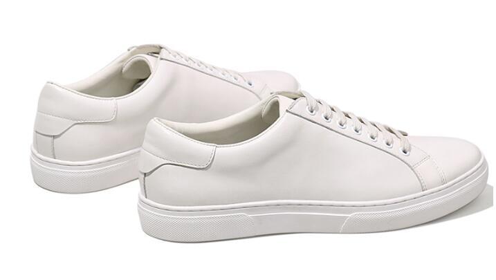 Изображение товара: Кроссовки мужские из натуральной кожи, модная повседневная классическая обувь, на шнуровке, эластичные, белые