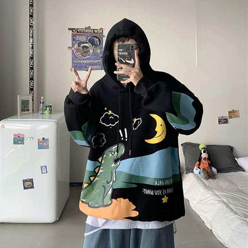 Изображение товара: Мужской свитер с капюшоном в гонконгском стиле, свободный тренд ins, осенняя модная куртка в стиле хип-хоп, новинка 2020