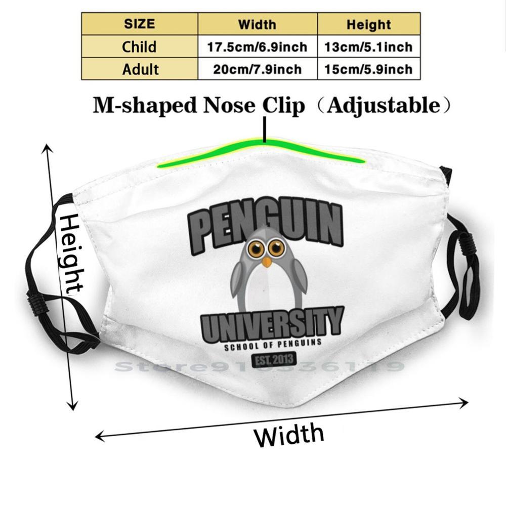 Изображение товара: Пингвин Университет-серый дизайн Пылезащитный фильтр смываемая маска для лица дети Пингвин Пингвины птица птицы животные милые