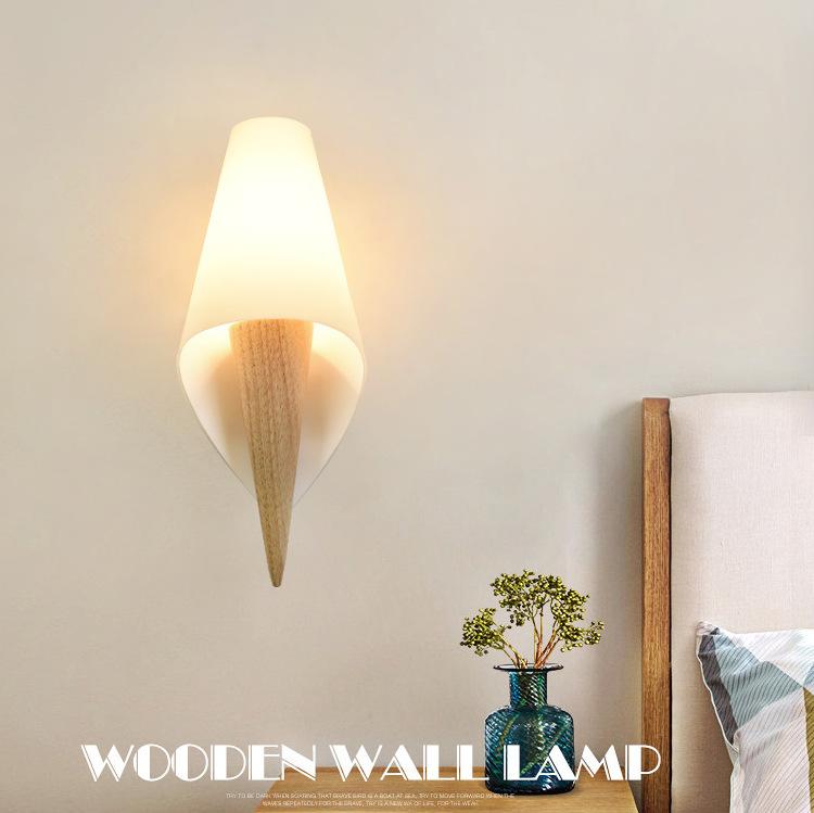 Изображение товара: Скандинавском стиле творческий твердой древесины светодиодный настенный светильник простой современный прикроватная тумбочка для спальни гостиная проход настенный светильник-бра для гостиницы